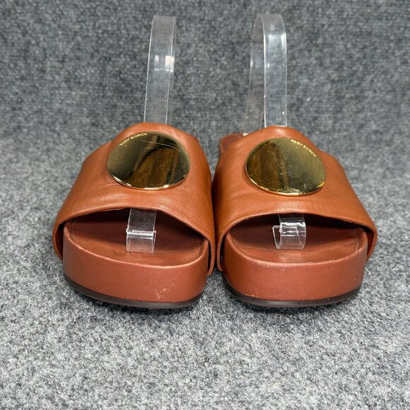 Tory Burch Patos Slide Sandals Women's Size 8.5 Brown Leather Summer Beach Pool - Picture 2 of 12